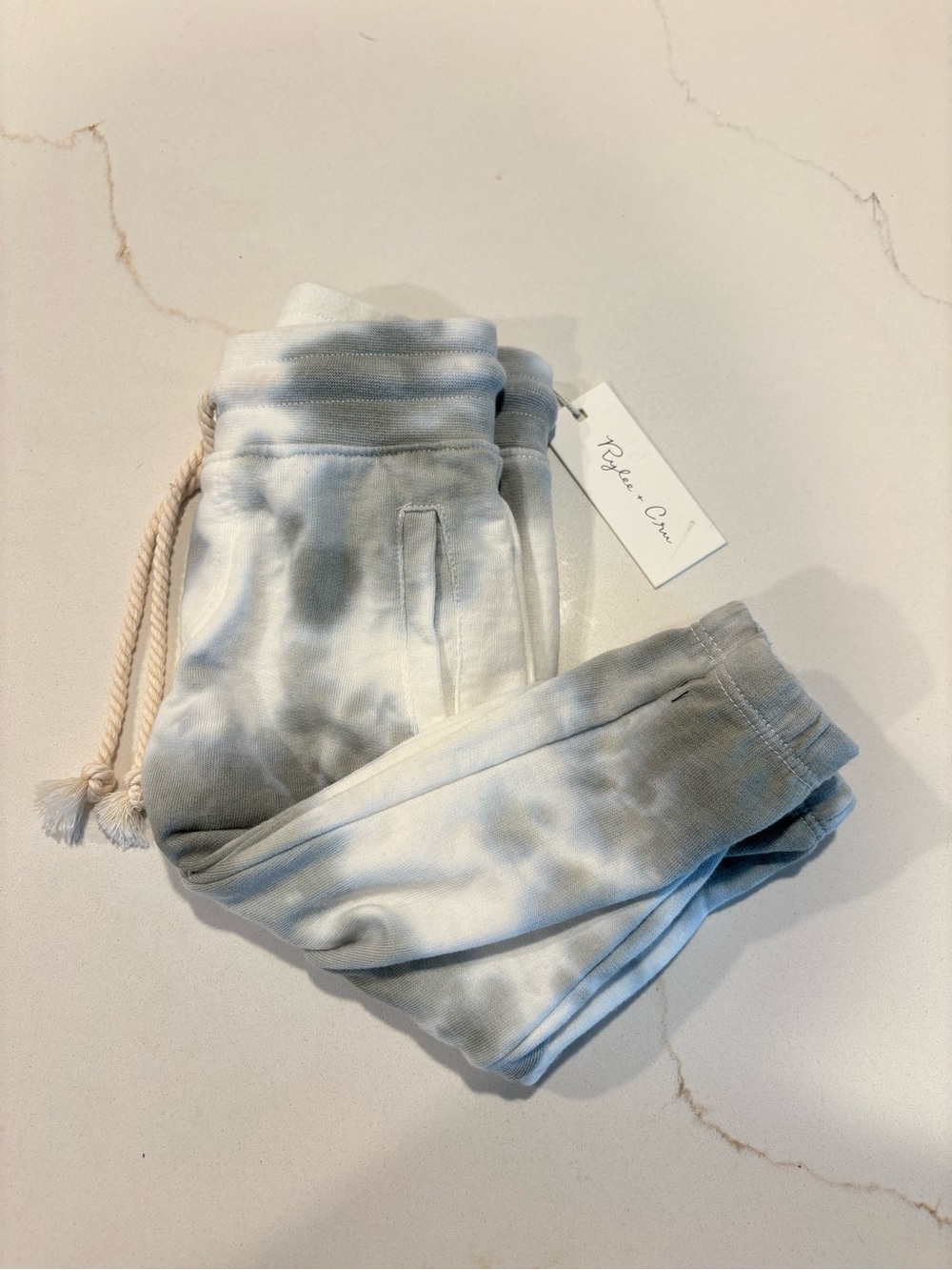 Rylee + Cru Tie Dye Jogger Sweatpants Blue & White Baby 6-12M